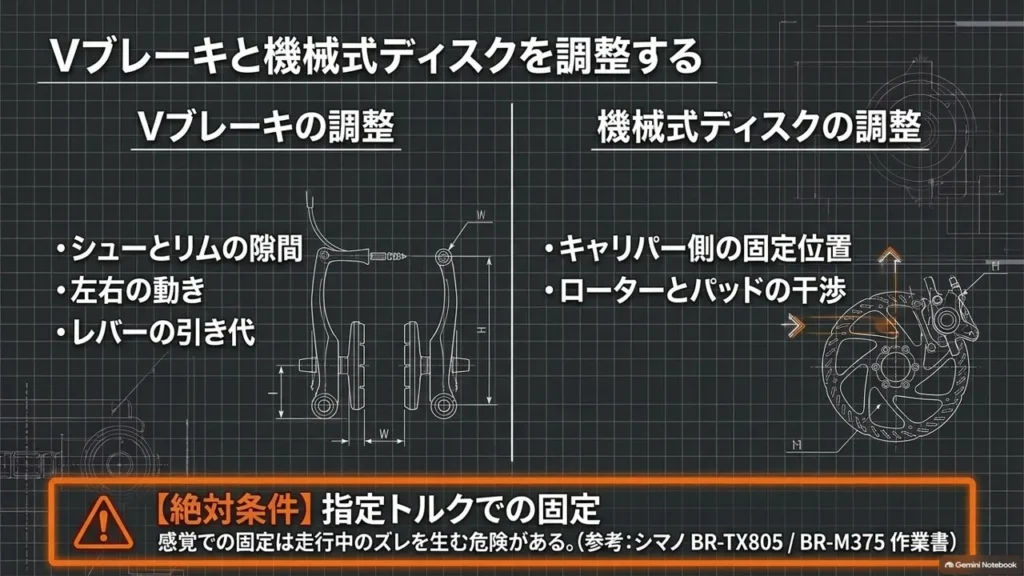 cross-bike-v-brake-mechanical-disc-adjustment-diagram