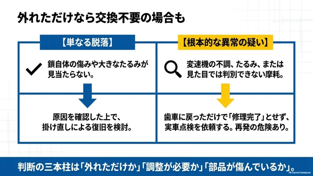mamachari-chain-drop-vs-abnormality-replacement-necessity-diagram