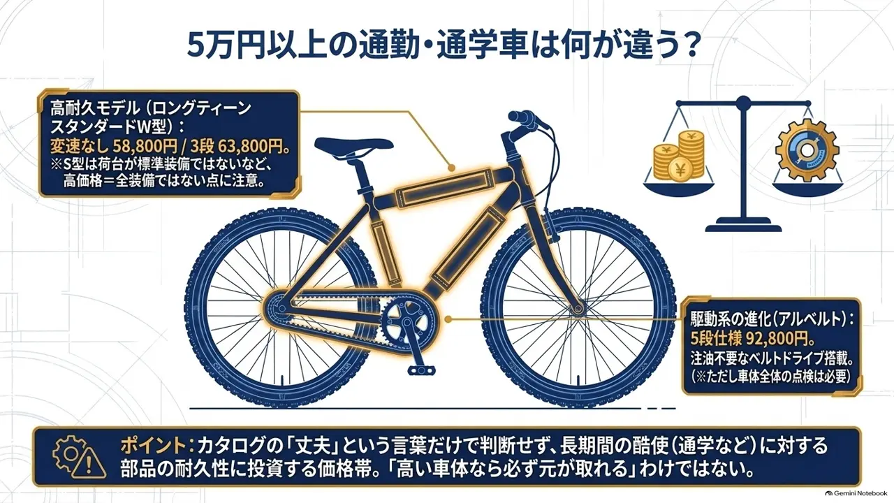 ママチャリの値段相場｜5万円以上の通勤・通学車は何が違う？のスライド