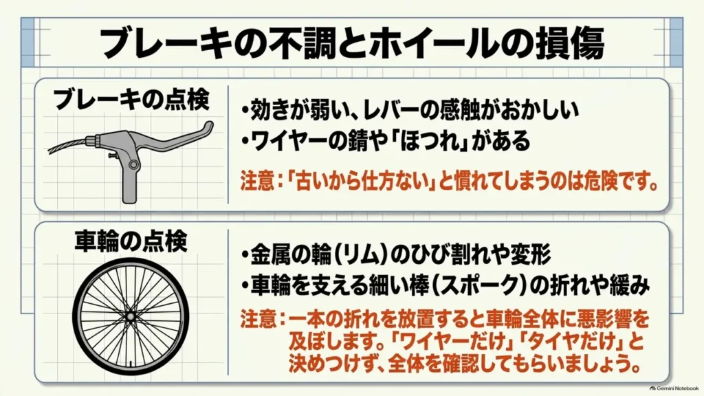 mamachari-brake-trouble-wheel-damage-checklist-diagram