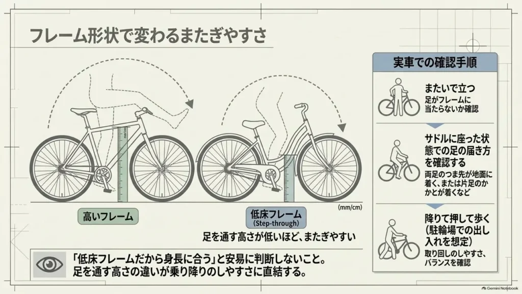 city-cycle-frame-step-through-height-check-steps-diagram