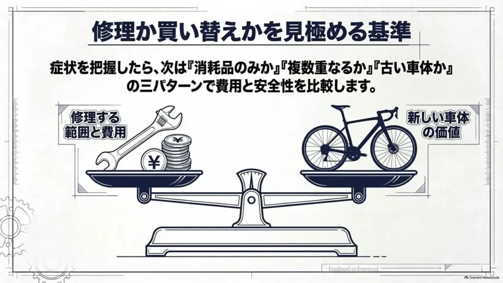 mamachari-repair-vs-replace-decision-criteria-scale-diagram