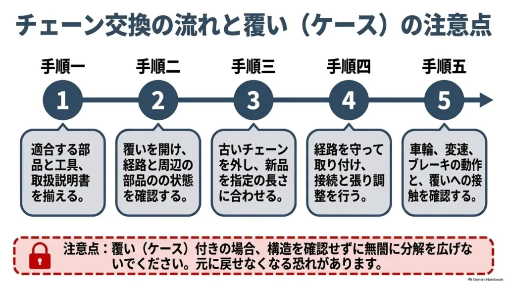 mamachari-chain-replacement-five-step-process-case-diagram