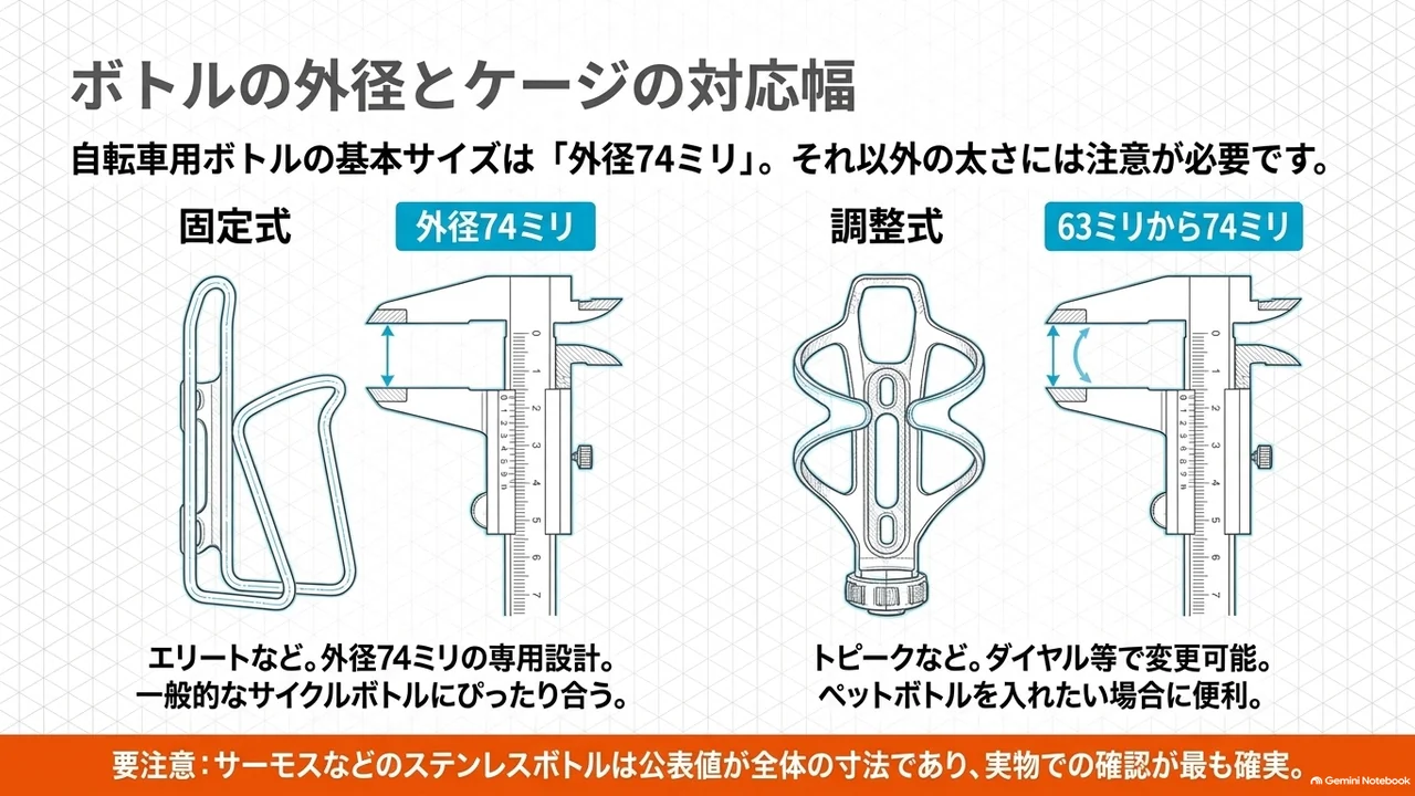 bottle-cage-fixed-74mm-vs-adjustable-63-74mm-caliper