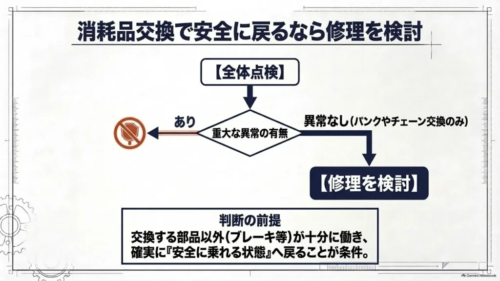 mamachari-consumable-repair-safety-return-flowchart