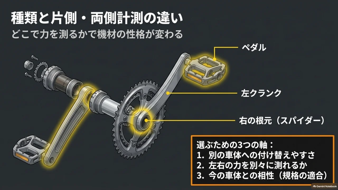 power-meter-measurement-points-pedal-crank-spider