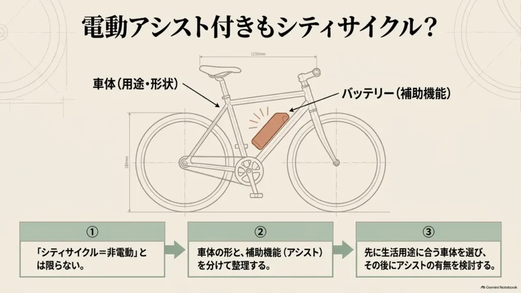 city-cycle-electric-assist-battery-selection-flow-diagram