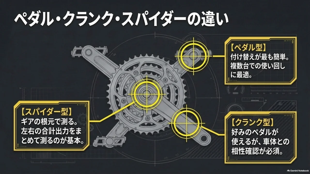 pedal-crank-spider-power-meter-type-comparison