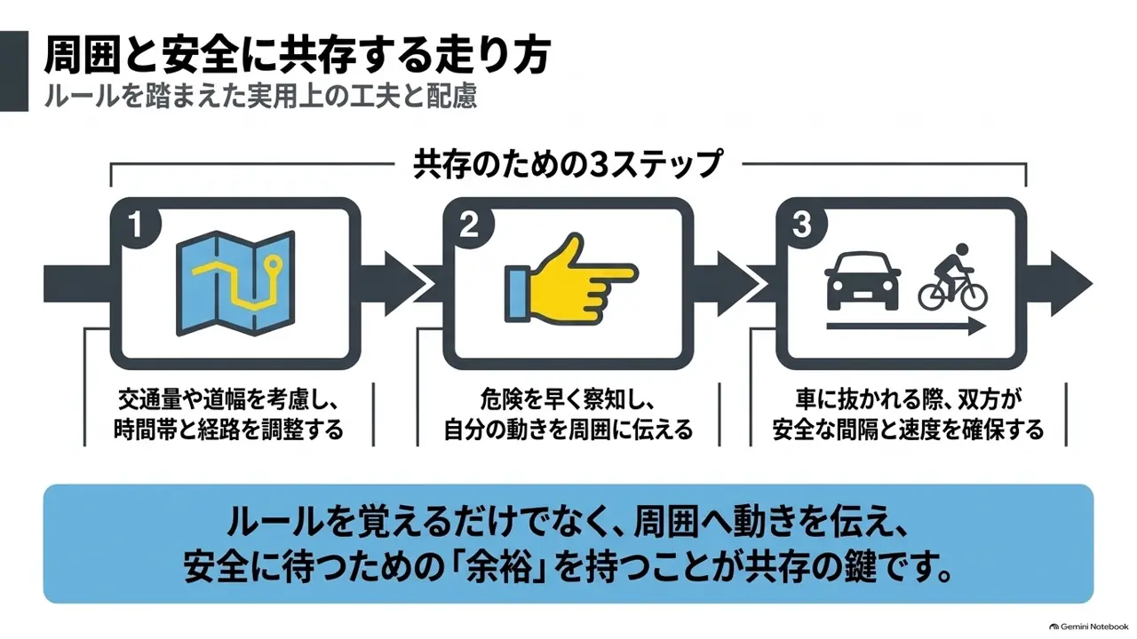 road-bike-coexistence-three-step-riding-diagram
