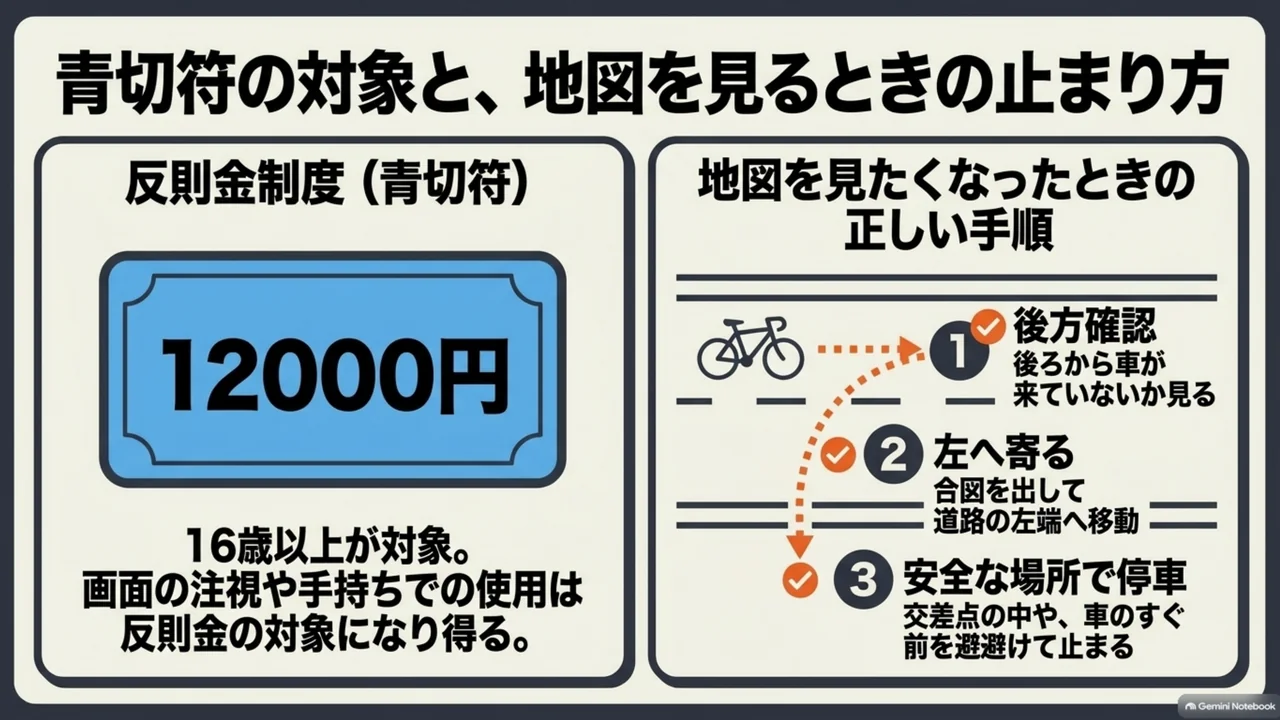 bicycle-blue-ticket-12000-yen-safe-stop-steps