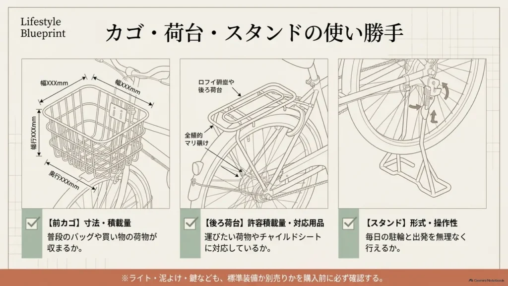 city-cycle-basket-rack-stand-equipment-checklist-diagram