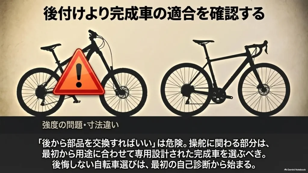cross-bike-aftermarket-fork-compatibility-warning-diagram