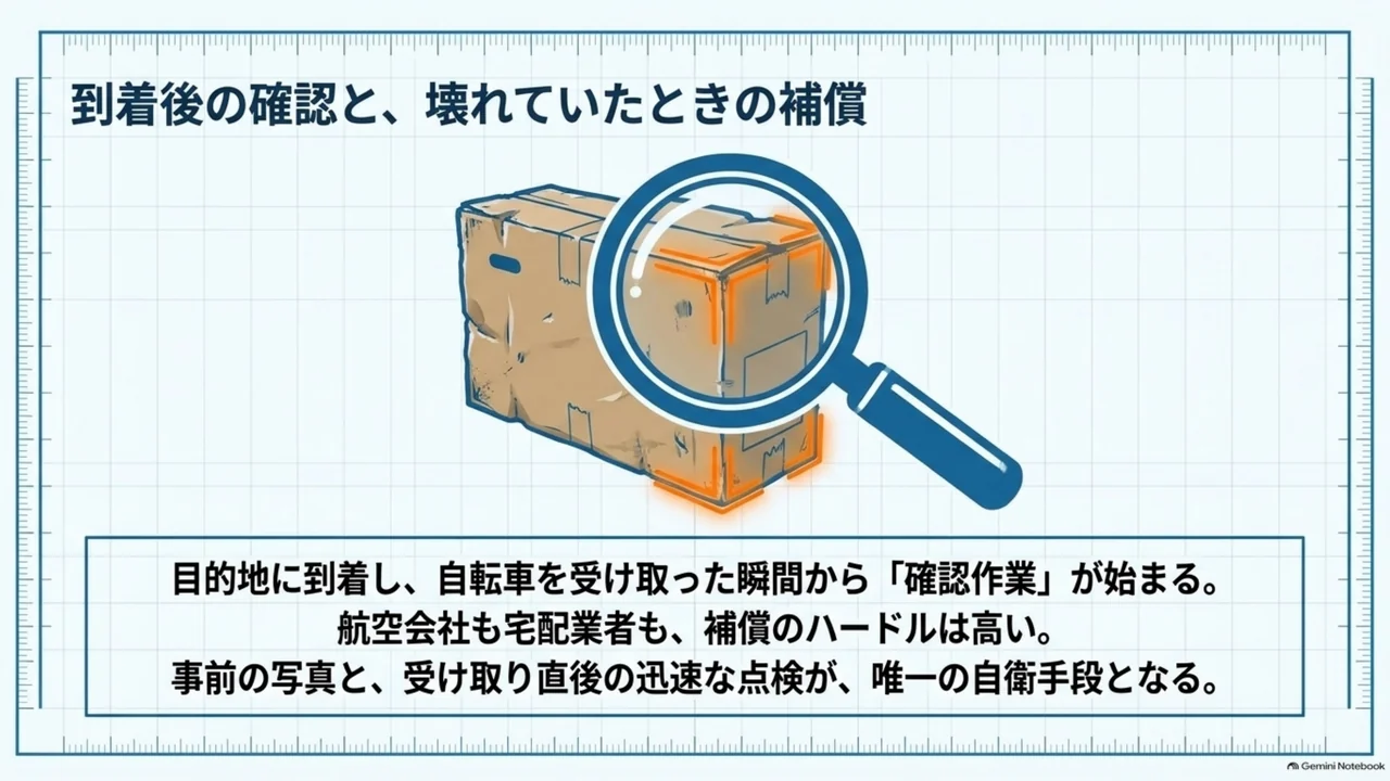 road-bike-arrival-box-damage-inspection-magnifier