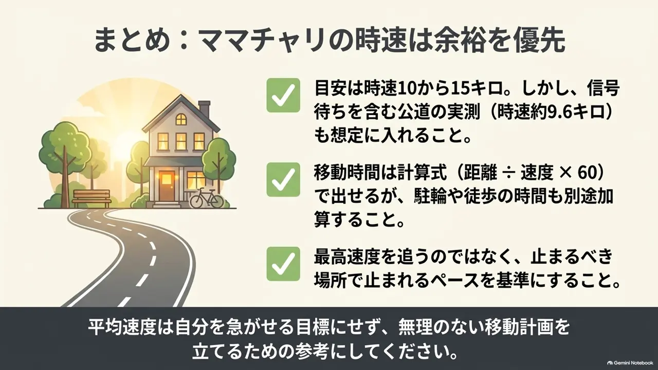 ママチャリの時速の目安と考え方をまとめた図